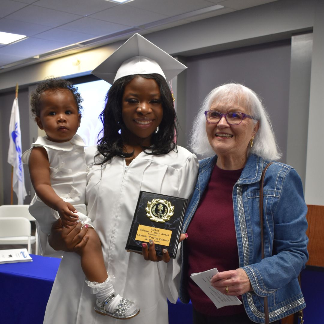Prep Graduate with daughter and Mrs. Ross