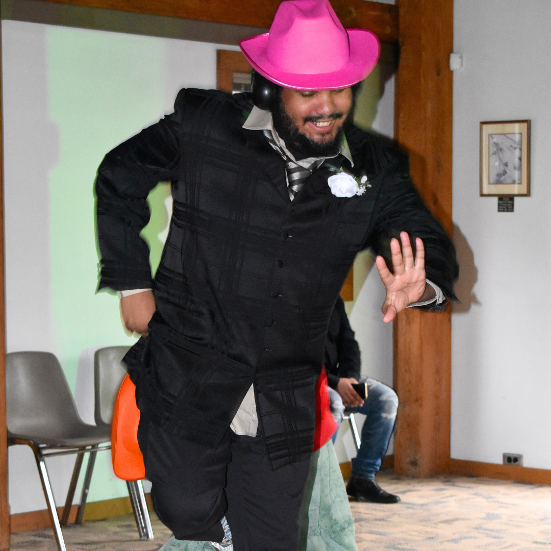 Photo of a student dancing