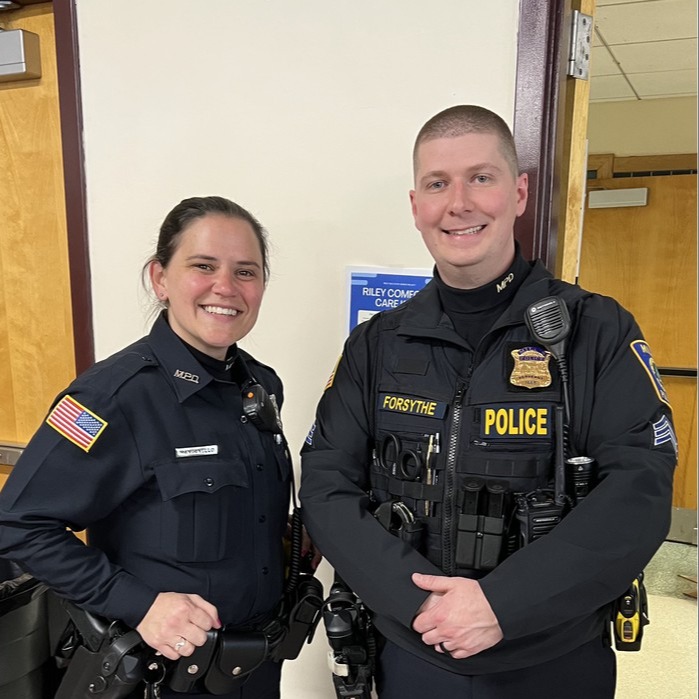  Officer Forsythe and happily welcomed our new SRO, Officer Manganello