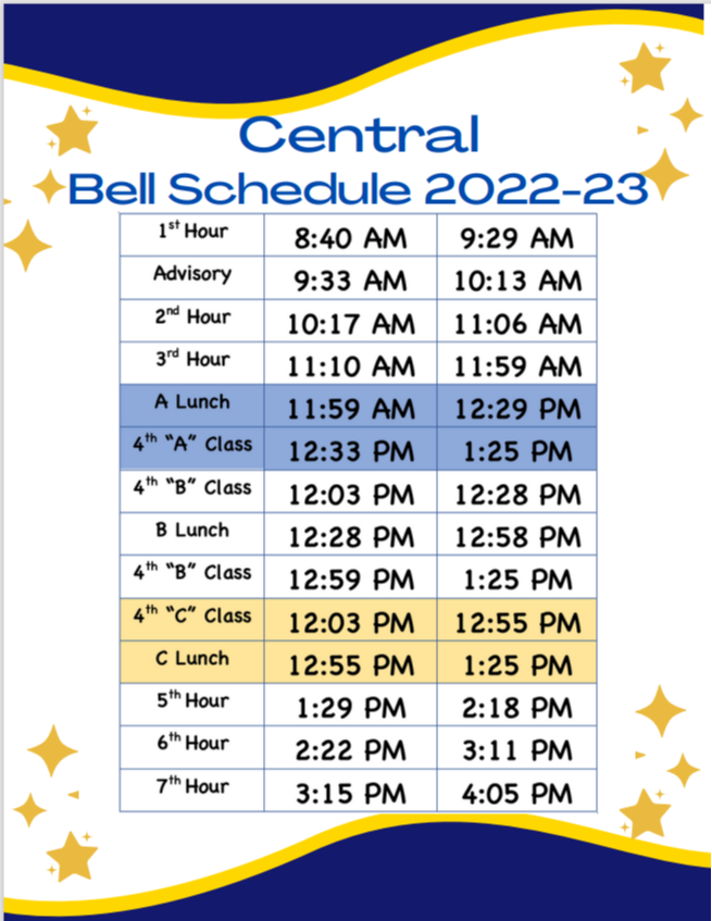 Central Regular Bell Schedule