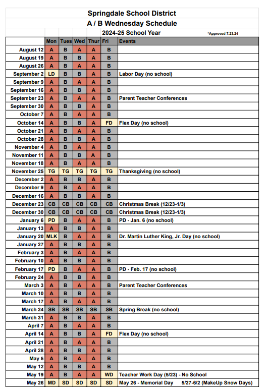 A/B Schedule