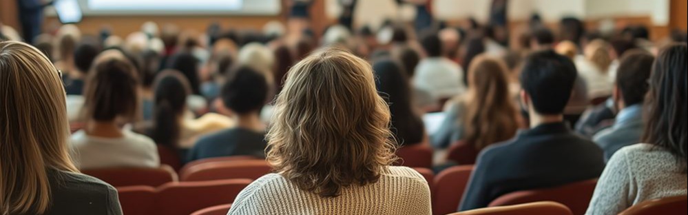 parents sitting in school auditorium listen to presentation