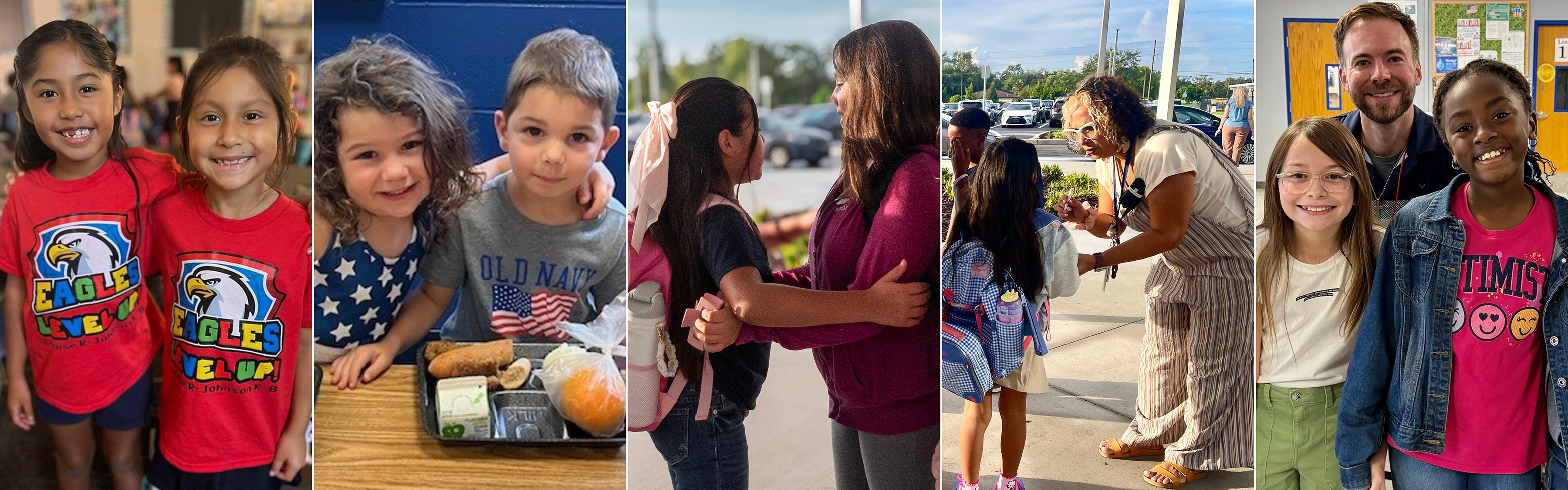 Students across the school district arrive for the first day of school at different schools.