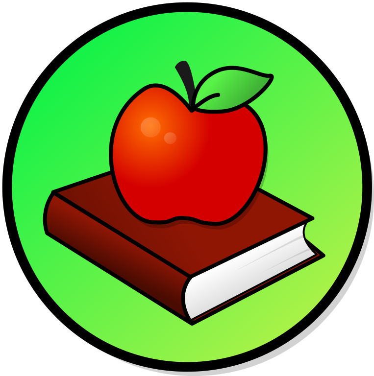 Image of a book and an apple.