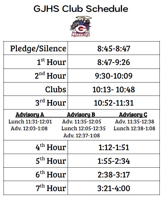 GJHS Club Schedule