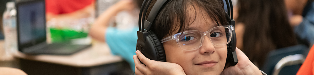 Child with headphones on