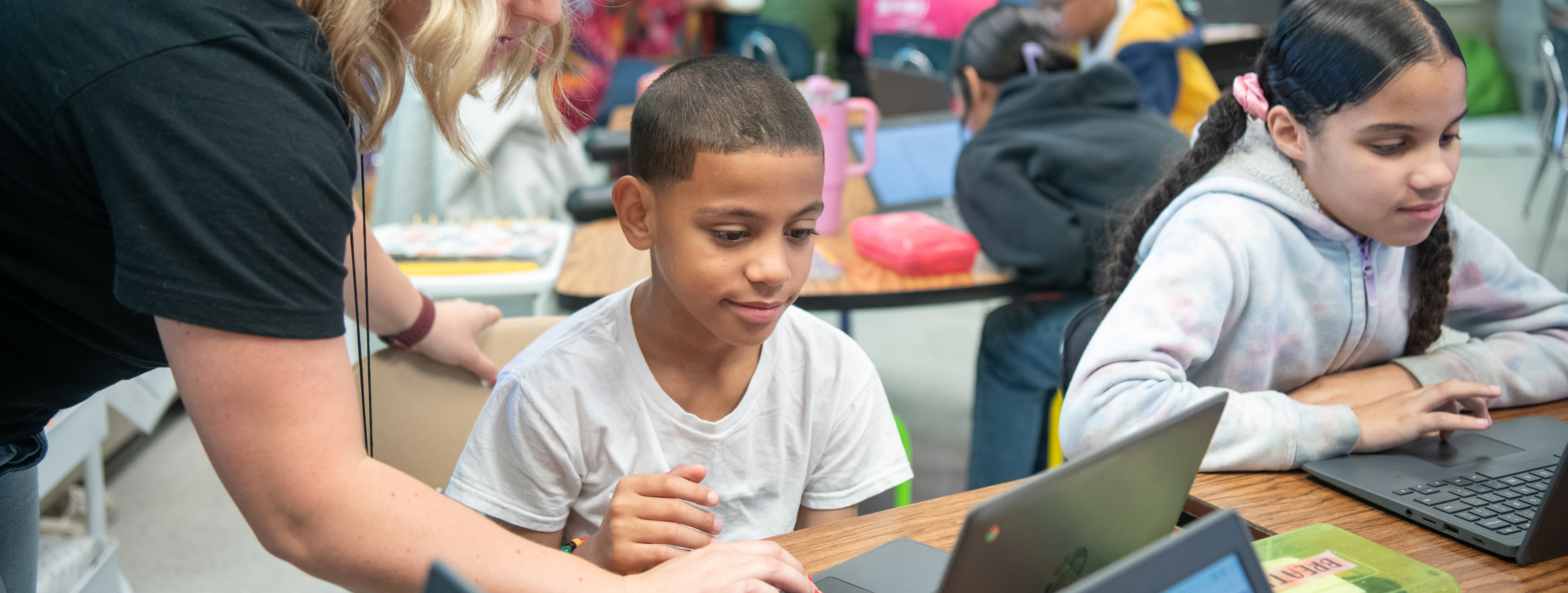 Boy working on computer