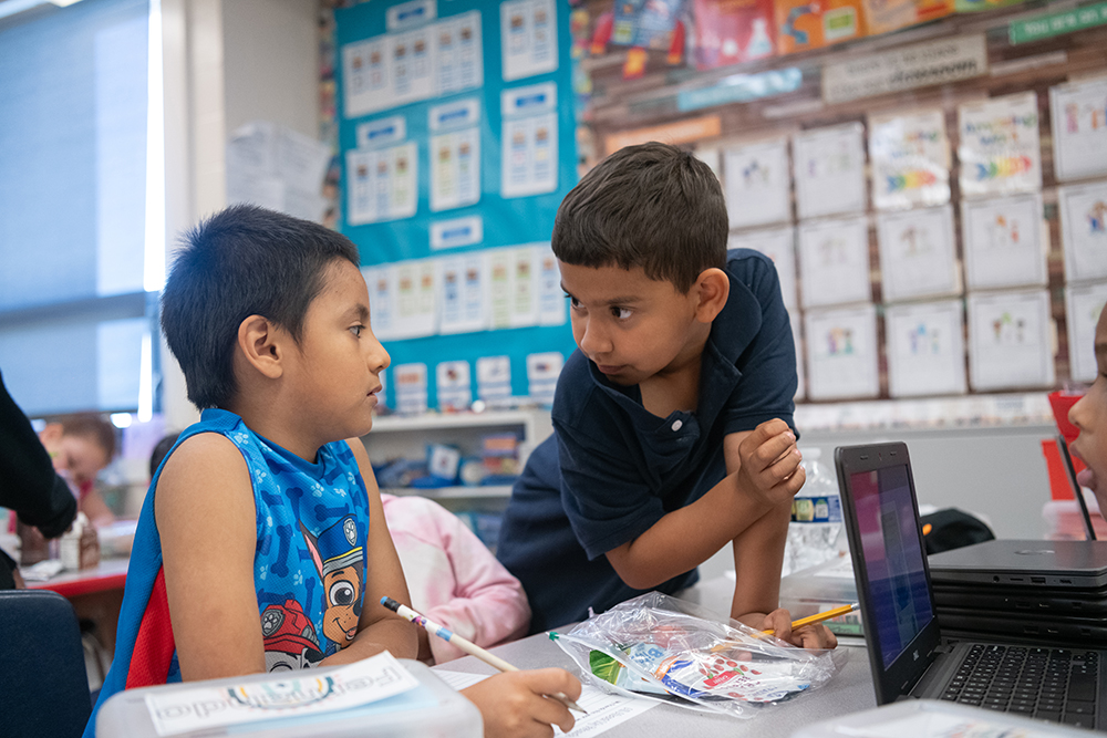 boy students talking