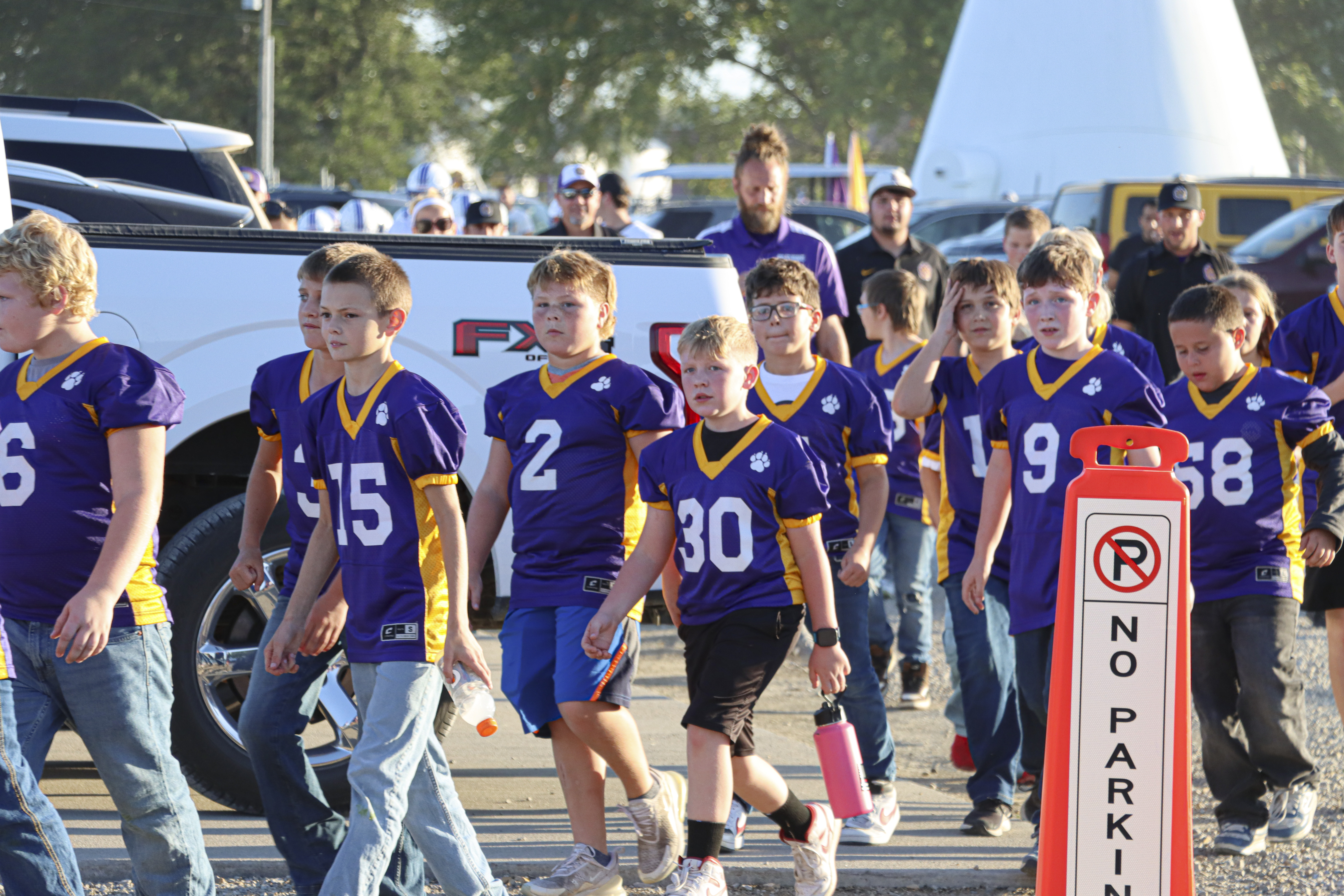 Youth Football Team walking to the field
