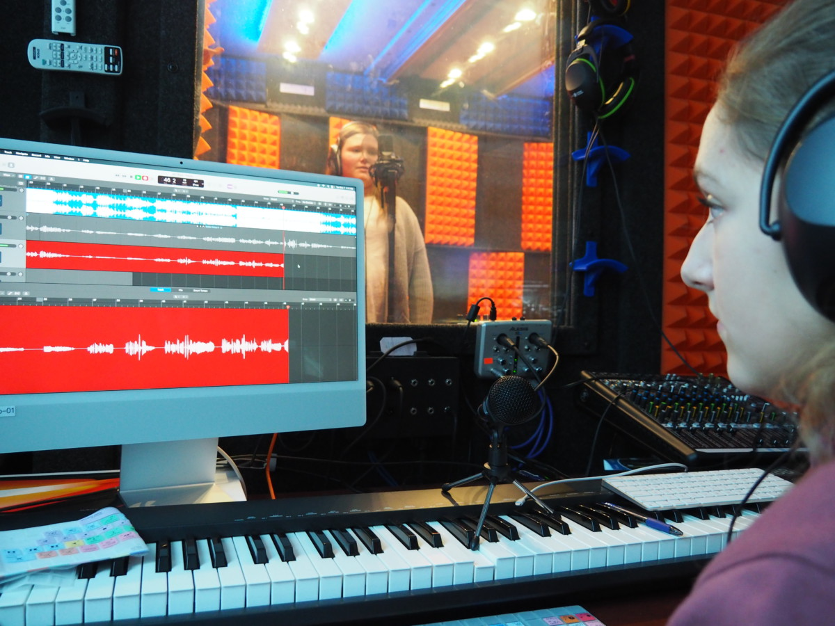 music student recording a song