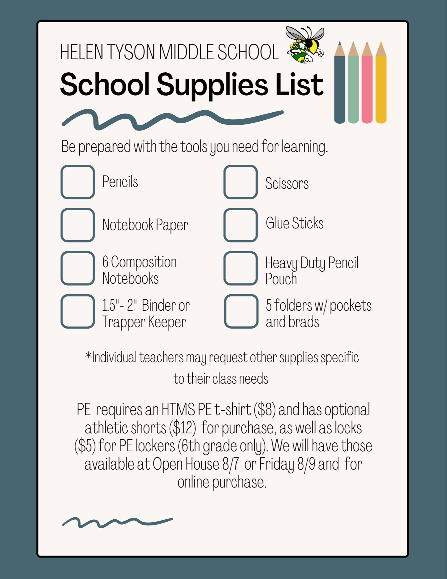 School Supply List