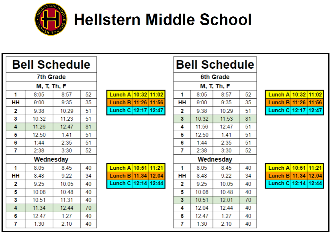 Bell Schedule