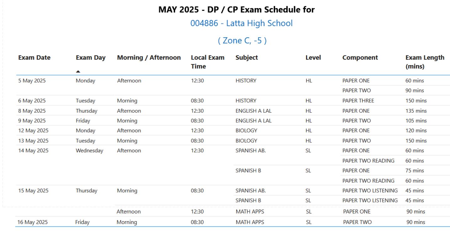 May 2025 Examinations