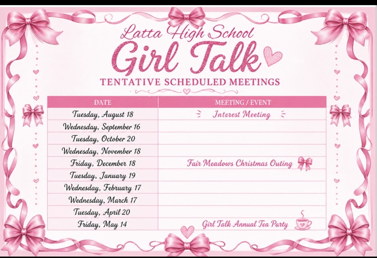 2026-27 Girl Talk Schedule