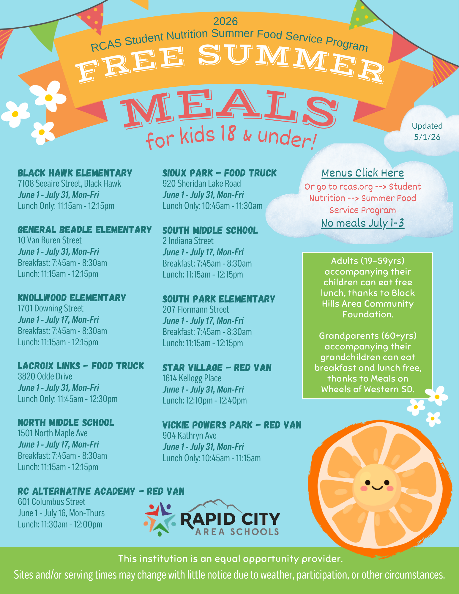 2026 RCAS Summer Food Service Program