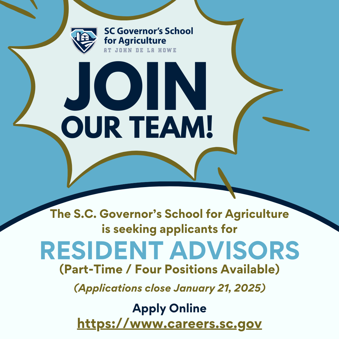 The Governor's School for Agriculture is seeking part-time resident advisors.