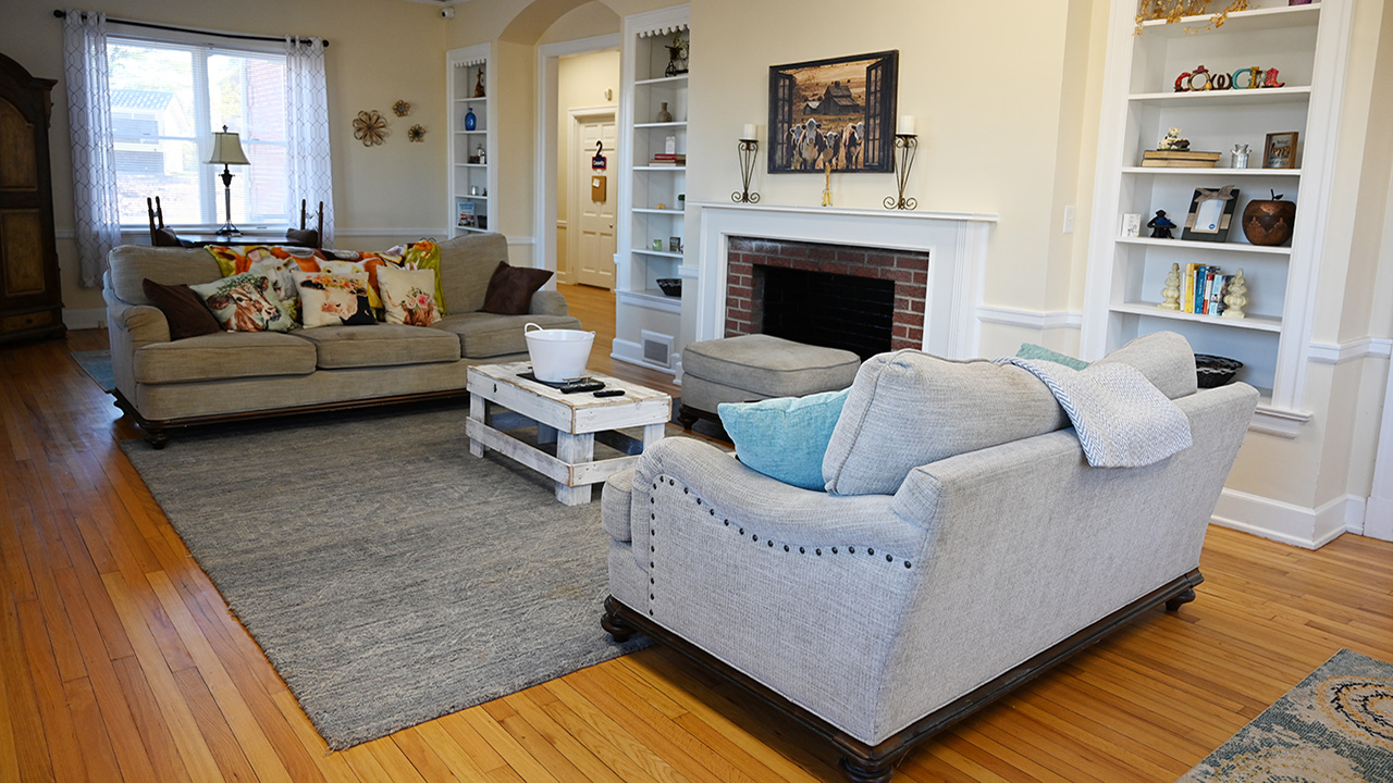 The living room at McCormick Residence Hall