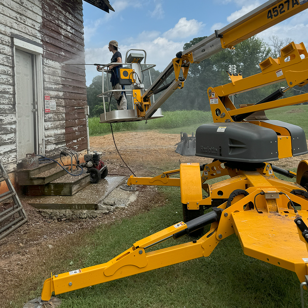 Students in our work-based learning class use equipment to reach new heights. 