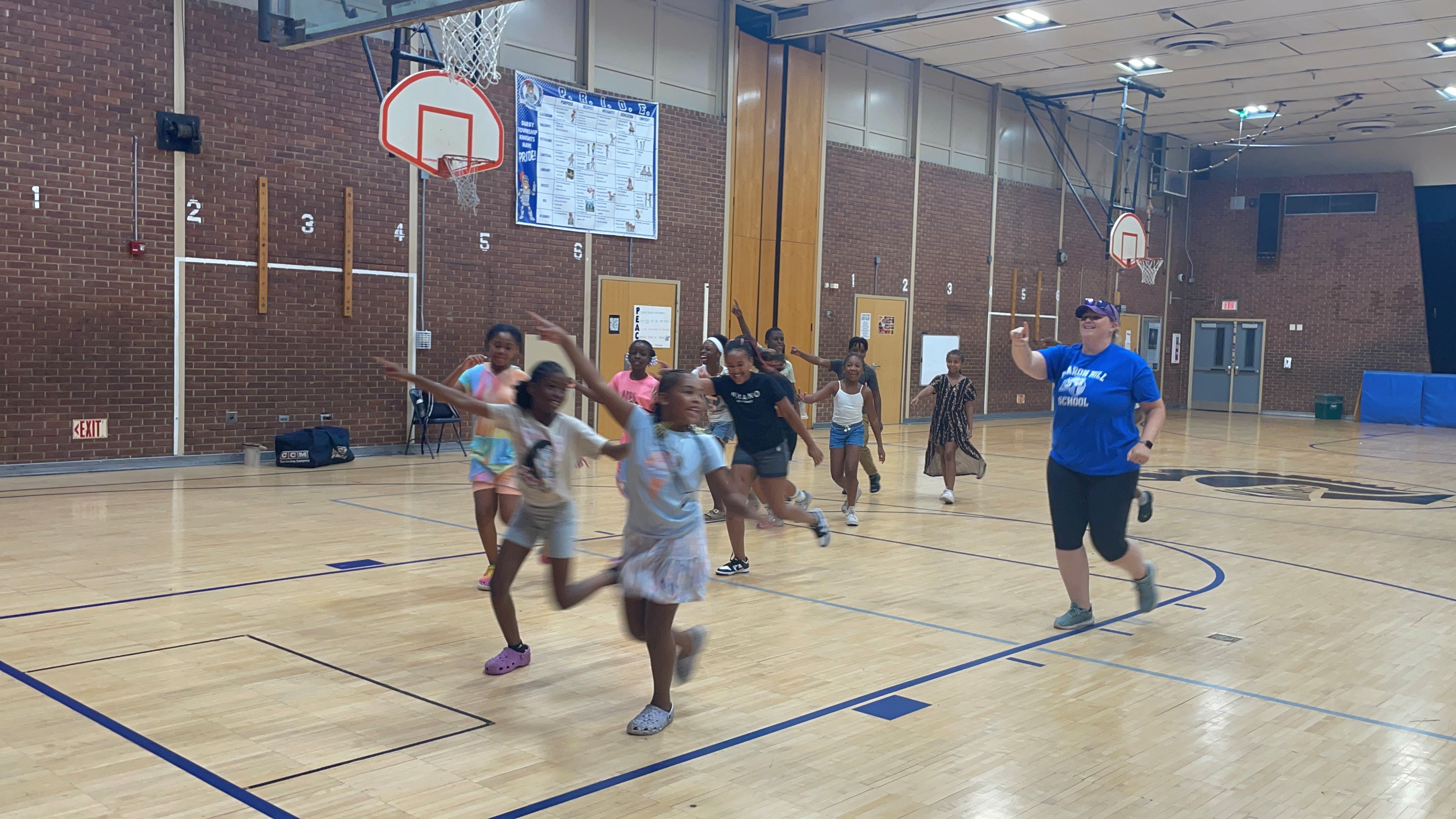 Students dancing during Physical Fitness time