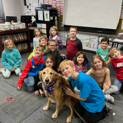 Students with Comfort Dog