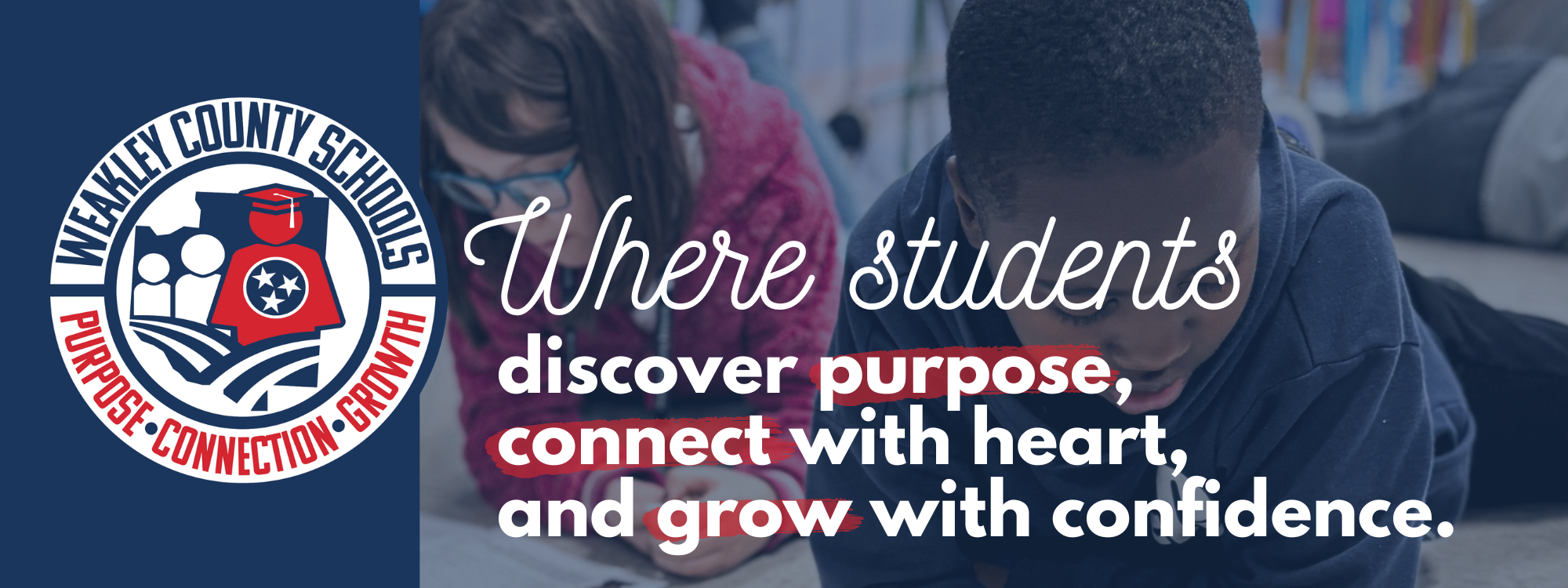 graphic - says where students discover purpose, connect with heart, and grow with confidence.
