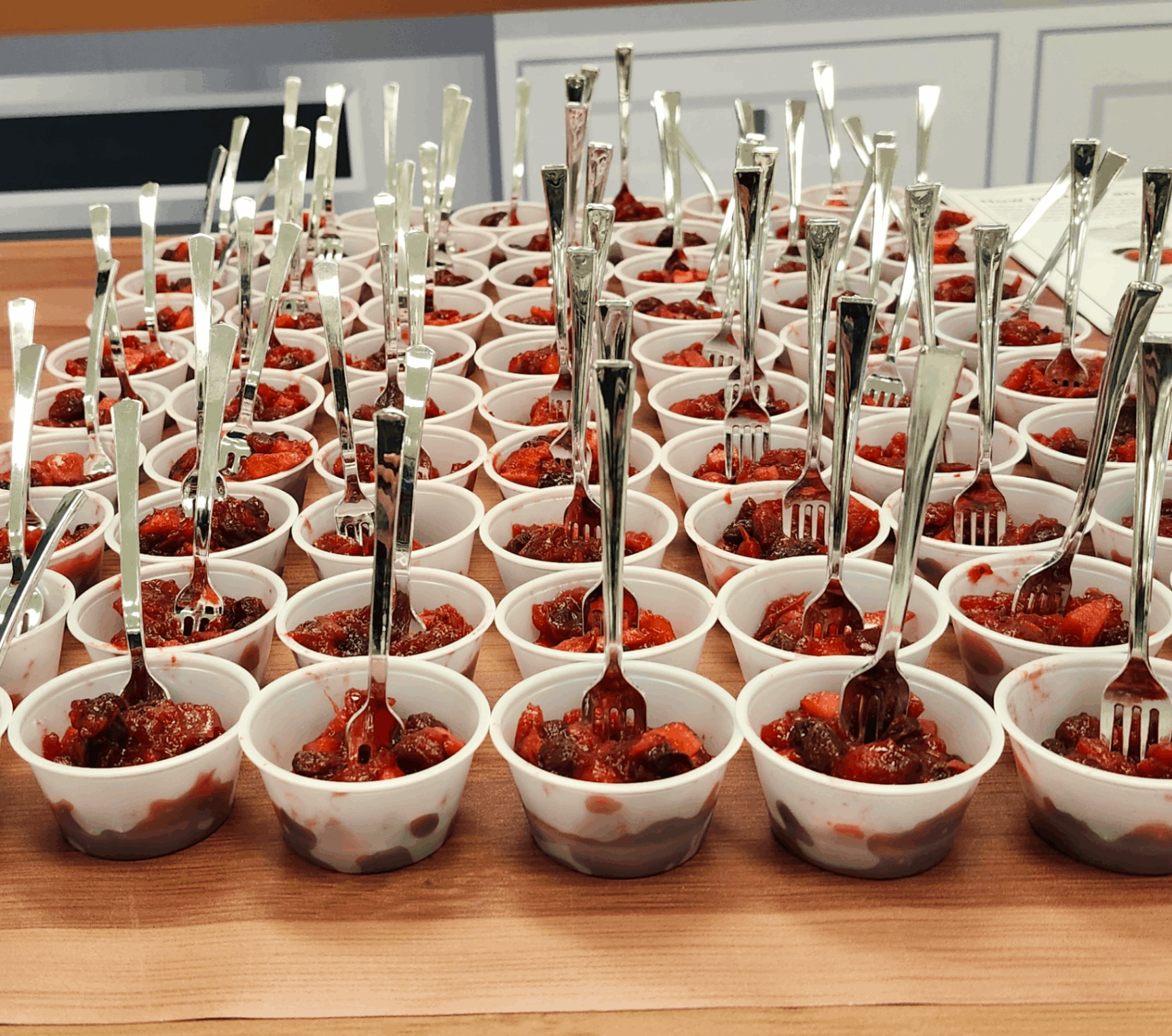 table with food samples