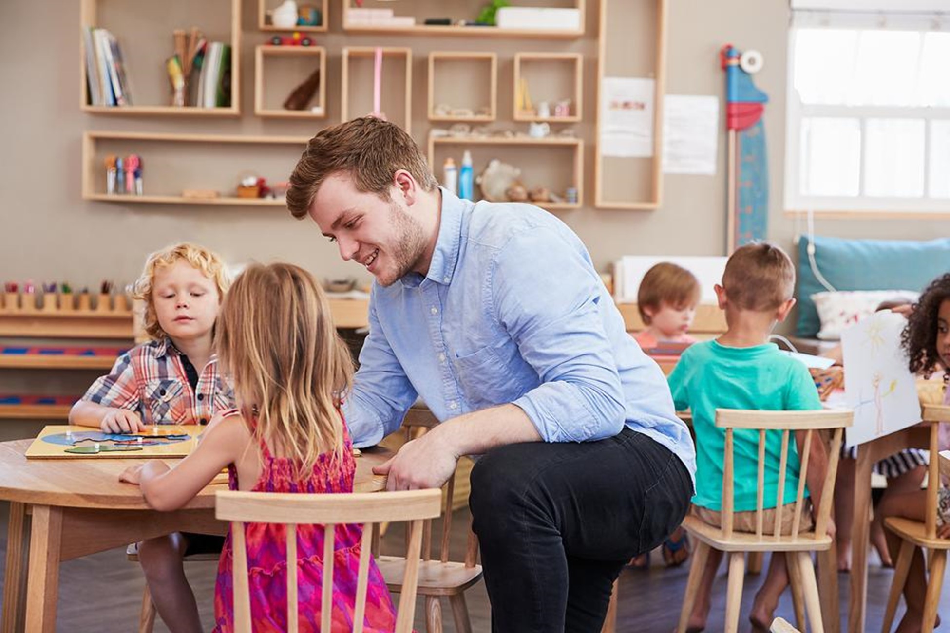 Teacher with student
