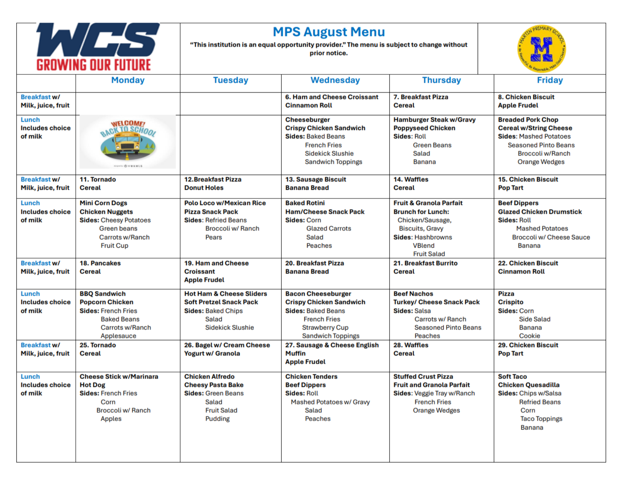 aug menu
