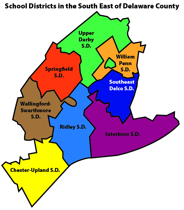 school districts in the south east of delaware county map