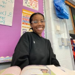 Teacher smiling in the classroom