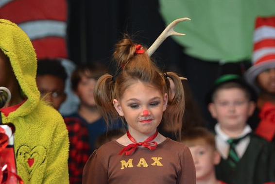 student dressing as a reindeer