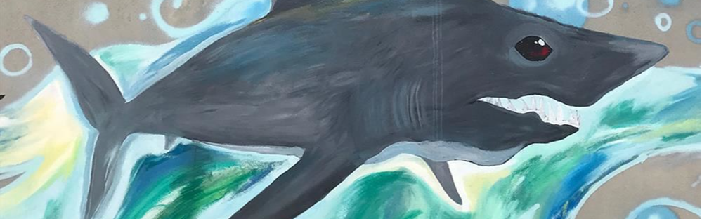 colorful shark mural