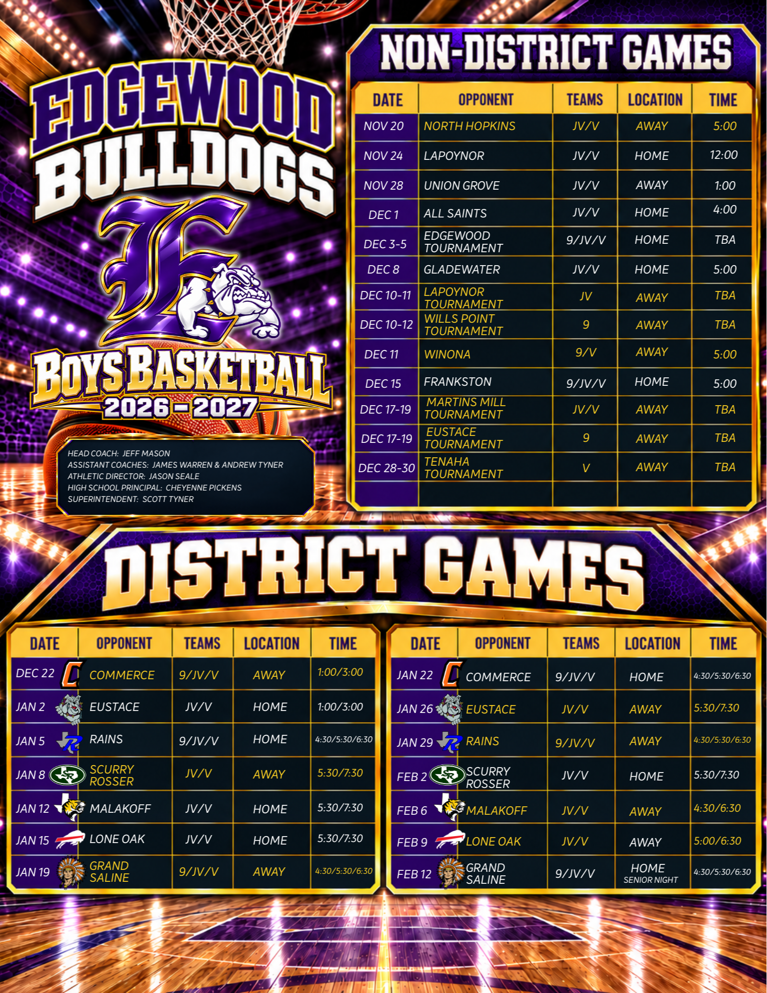 Boys Schedule