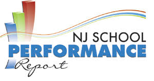 A logo featuring the text 'NJ SCHOOL PERFORMANCE Report' with colorful bar graphs and wavy lines above the text.