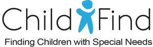 The logo for Child Find, featuring the text 'Child Find' with a stylized blue figure and the tagline 'Finding Children with Special Needs.'