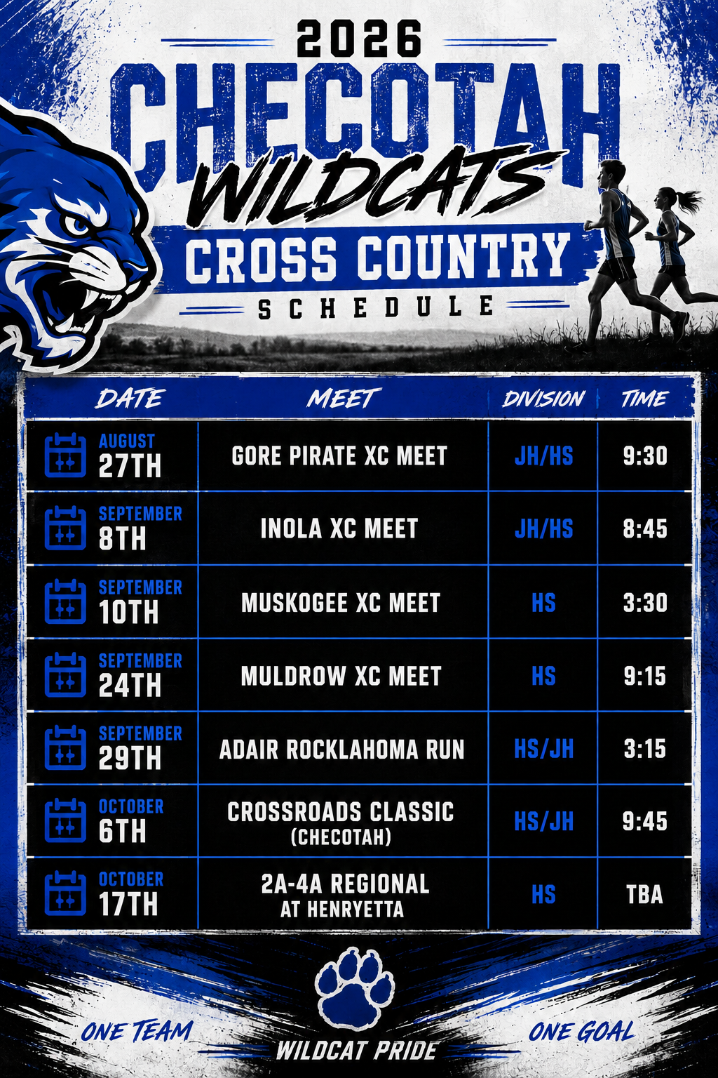 XC Schedule