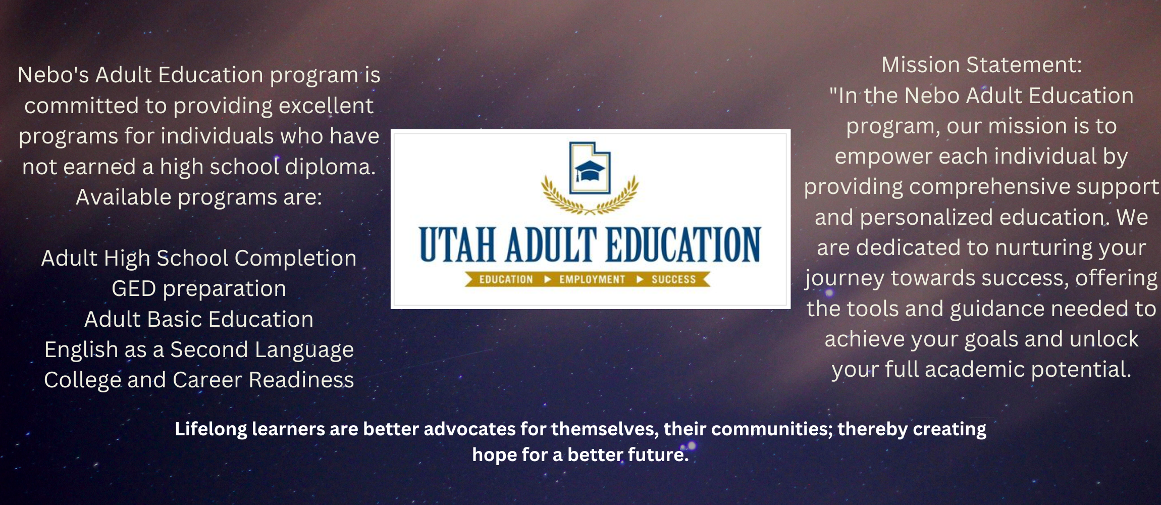 Adult Ed Mission Statement