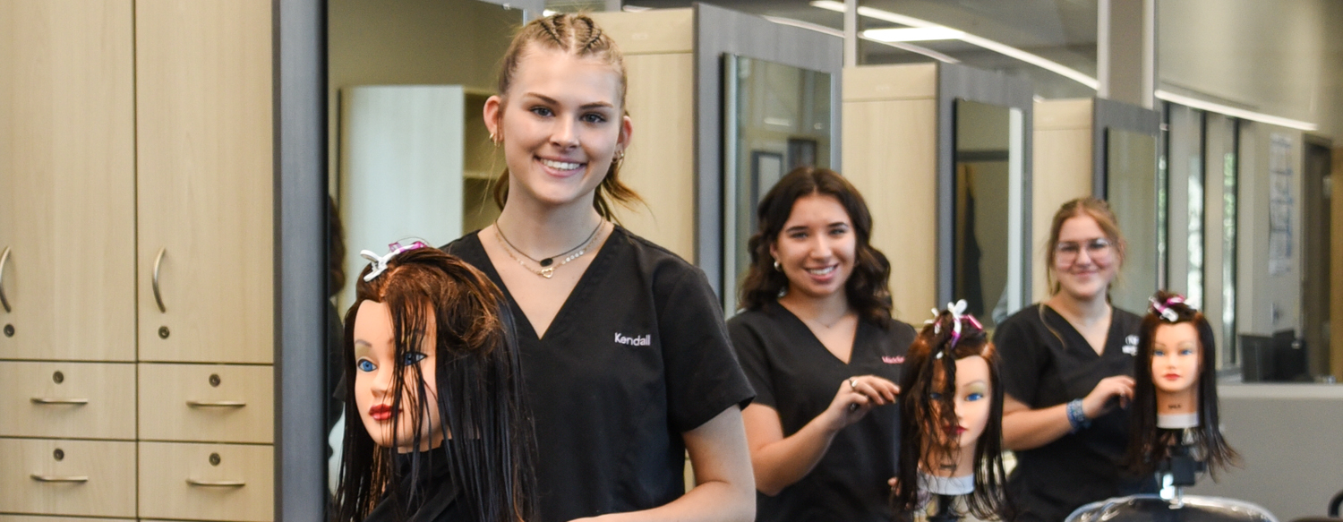 Pryor Campus Cosmetology students practicing hair