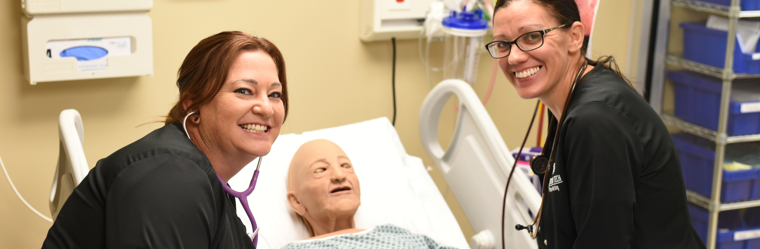 Practical Nursing students in a simulation