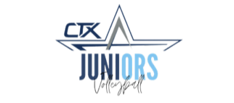 CTX Juniors Volleyball logo of the name with the upper half of a blue and silver star.