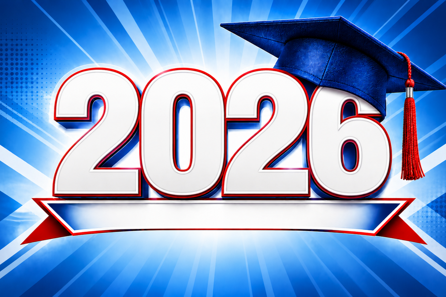 A graduation cap resting on top of the numbers "2026."