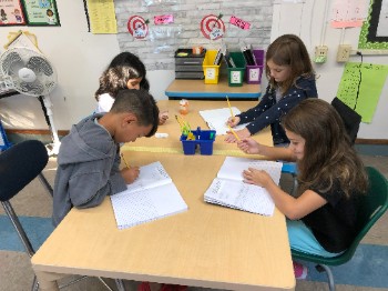 Students working