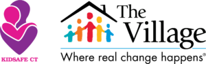 A logo featuring a stylized heart and colorful figures representing families, with the text 'KIDSAFE CT' alongside it.