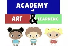 A colorful logo featuring the text 'ACADEMY of ART & LEARNING' with three cartoon children characters standing below it.