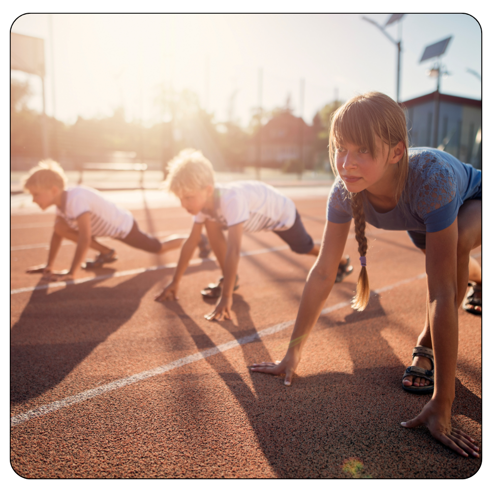 students running track