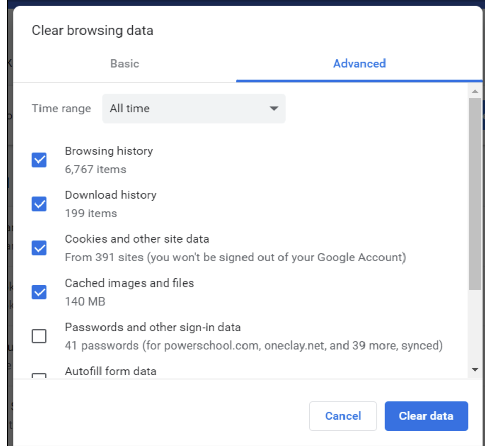 Clear Browsing Data preview