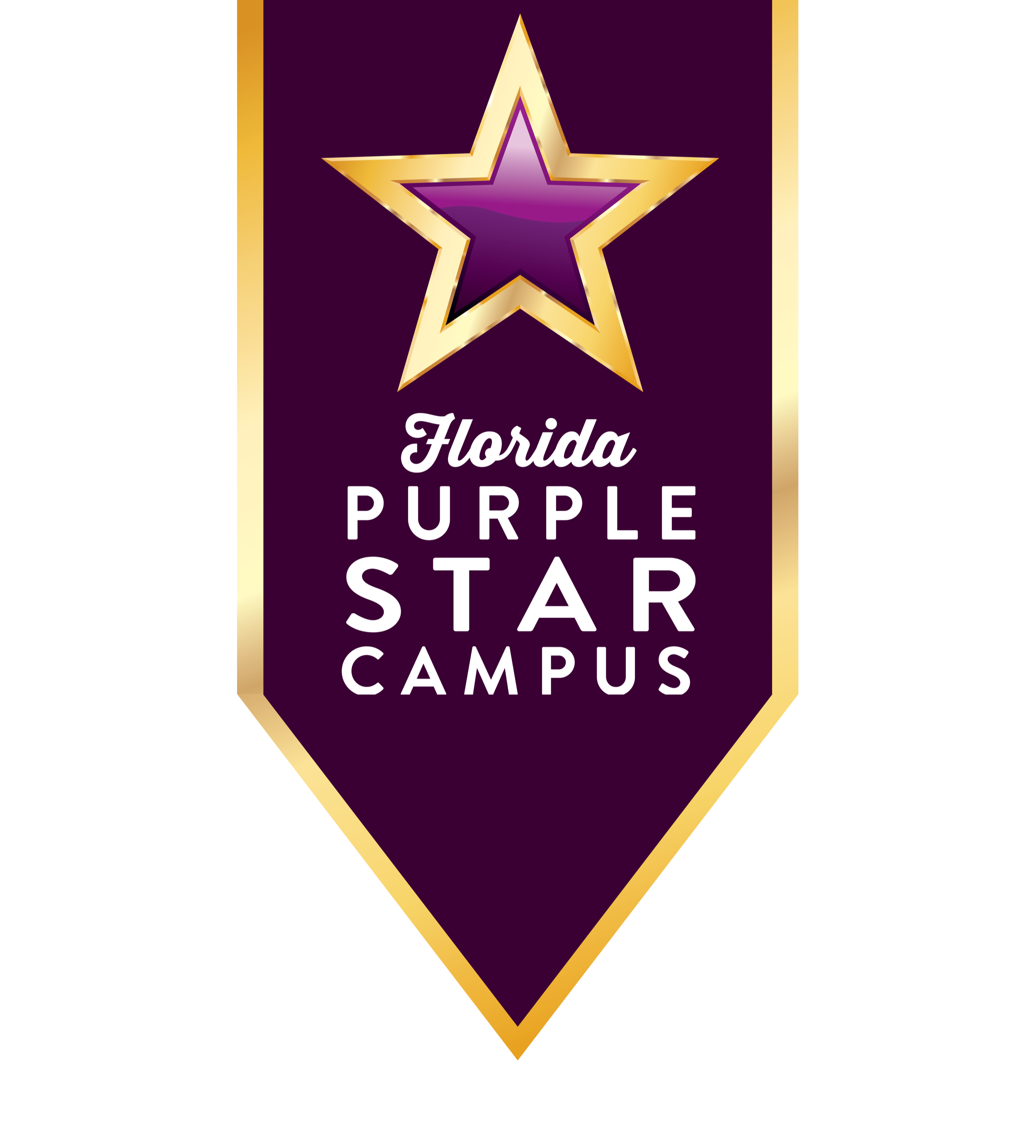 Logo featuring a purple banner with a gold star and text reading "Florida Purple Star Campus" in white on a white background.