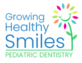 The logo for Growing Healthy Smiles Pediatric Dentistry, featuring a colorful flower with a smiling face.