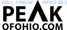 A digital display showing the radio station names 'WBLL 1390AM' and 'WPKO 98.3' in blue text on a black background.