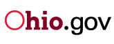 The word 'Ohio' is displayed in a stylized font, with the letter 'O' represented as a red circle.